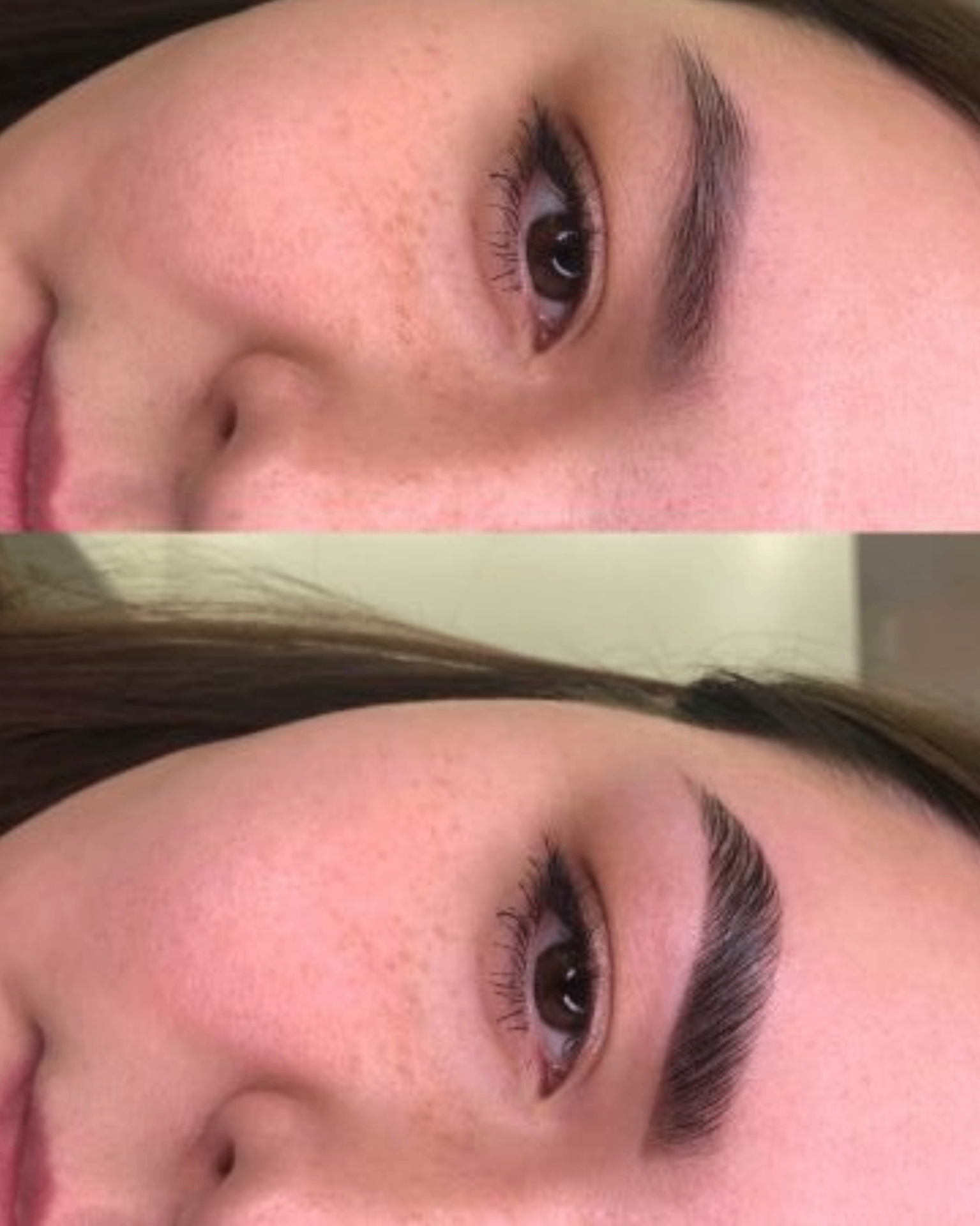 Diseño de cejas antes y después